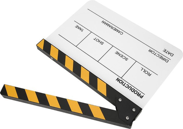 ZuiyouPet1 Acryl-Klappbrett als Filmregisseur-Clapboard in Gelb-Weiß, B: 30 cm, T: 25 cm - Bild 1