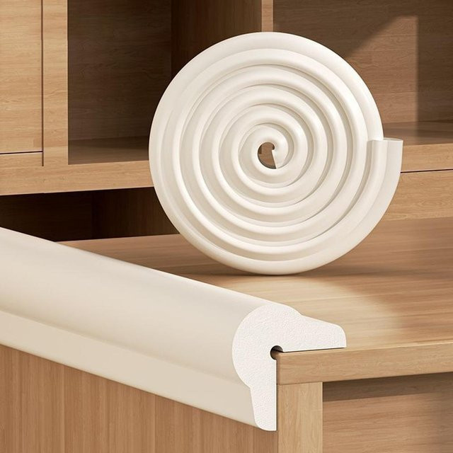 Pinxingwen L-förmiger Baby-Kantenschutz aus Schaumstoff, selbstklebender Eckenschutzstreifen für Tischkanten, weiß - Bild 1
