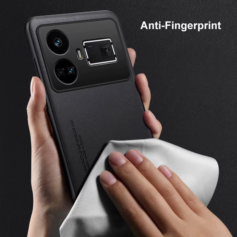 Stoßfeste Luxus-PU-Lederhülle aus TPU-Silikon für Realme GT5 5G in Schwarz oder Grün - Bild 3