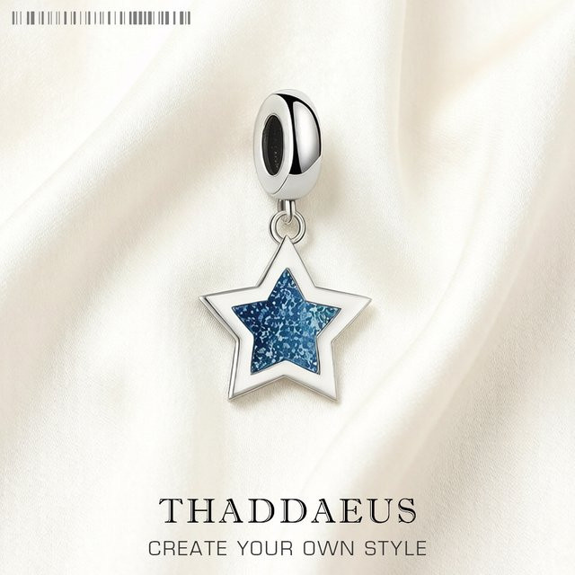 Thaddaeus Anhänger, blauer Stern, 925 Silber, Unisex - Bild 1
