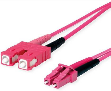 Telegärtner LWL Adapterkabel OM4, 2x G50/125 auf 1x SC Duplex zu 1x LC Duplex, violett, Länge: 10 m - Bild 1