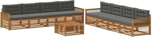 vidaXL Outdoor-Sofagarnitur aus massivem Akazienholz mit 9-teiligem Set in Natur und Anthrazit - Bild 1