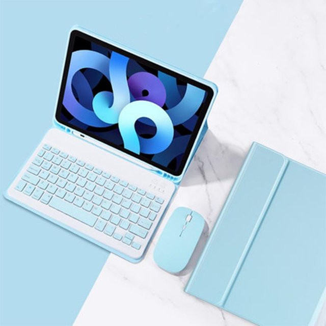 Samsung S10 FE+ Tablet Hülle mit Bluetooth Tastatur, Maus und Stiftschlitz in Blau - Bild 1
