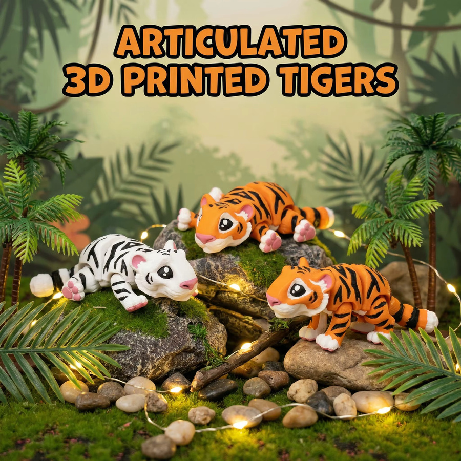 3D-gedruckte bewegliche Tigerfigur, Tiermodell, 1/2/4 Stück - Bild 2