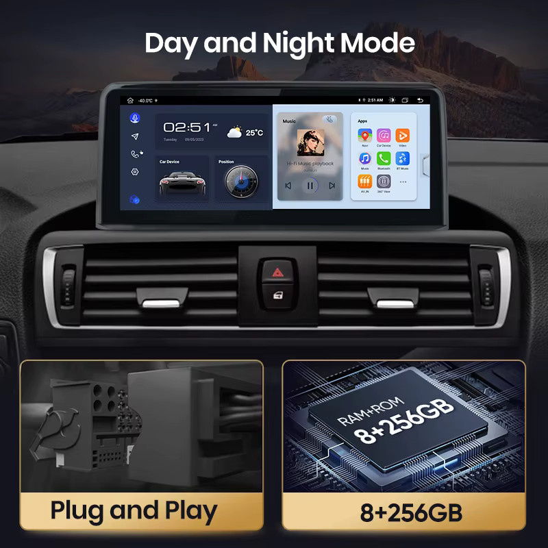 Junsun Multimedia Autoradio mit drahtlosem CarPlay und Android Auto für BMW 1 2 3 4 Serie (F20 F21 F22 F30 F31 F32 F33 F34 F36) NBT System in Schwarz - Bild 4