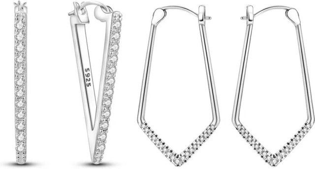 MISEFF Creolen 925 Silber, Zirkon, Damen, Mädchen, dreieckig - Bild 1