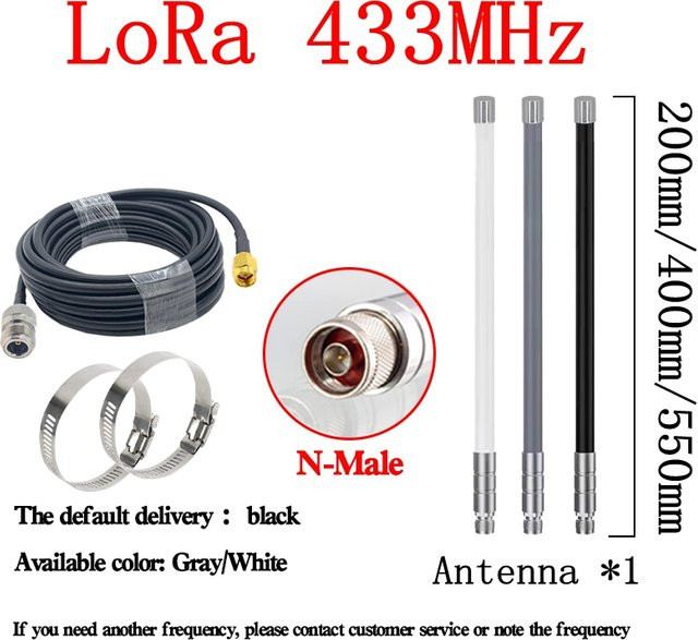 GIZONT LoRa Gateway Outdoor Omni Antenne 433MHz mit N-Stecker für die drahtlose Langstrecken-Datenübertragung in Multicolor - Bild 1