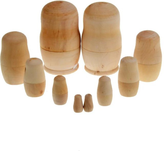 5-teiliges Set handgemachte Matroschka-Puppen aus Holz in Beige von Garbword - Bild 1