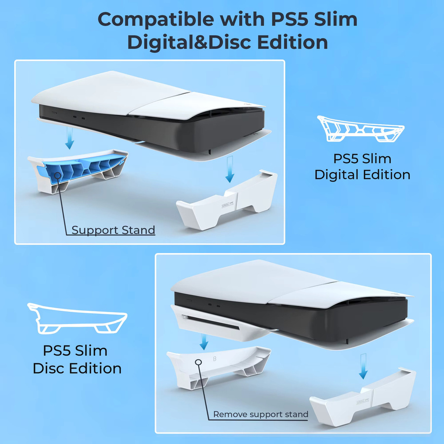 Sony PlayStation PS5 Slim Pro Halterung für horizontale Nutzung, Gaming Zubehör Basis in Weiß - Bild 2