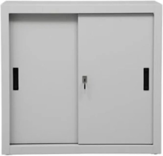 PROREGAL Schiebetürenschrank Ant 2 aus Metall in Grau, H x B x T: 75 x 80 x 45 cm - Bild 1