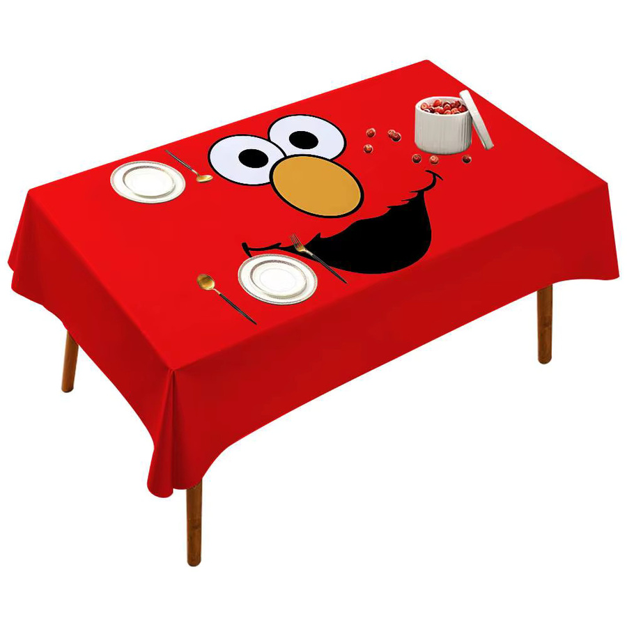 Wasserdichte rechteckige Tischdecke mit Sesamstraße Cartoon Motiv in Rot für Party und Esszimmer - Bild 3