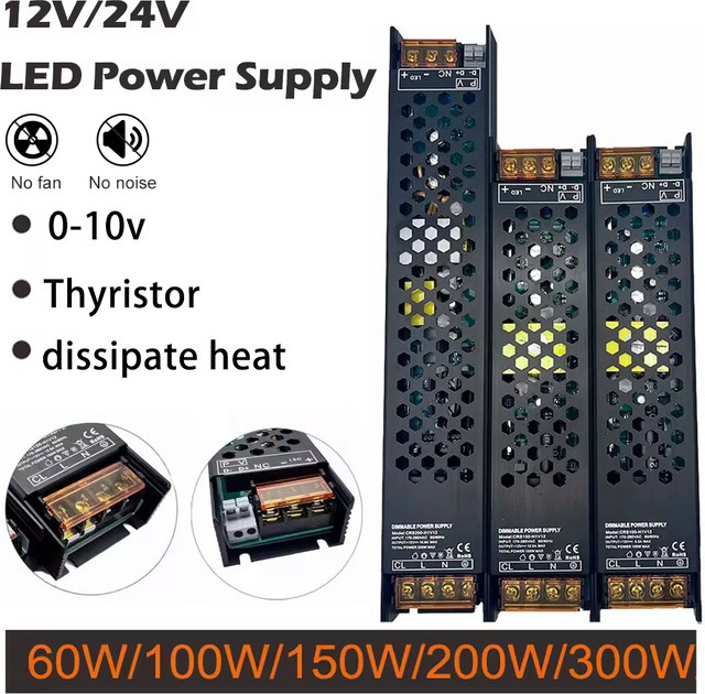YSRSAI LED-Netzteil mit Triac- und 0-10V-Dimmfunktion, dimmbarer LED-Treiber für 12V oder 24V, Schwarz, 60W - Bild 1