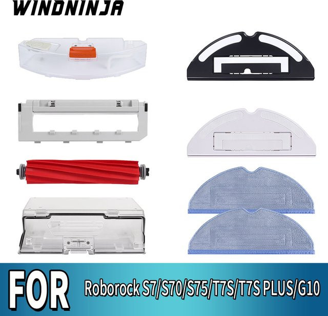 Roborock Ersatzteil-Set für S7, S70, S75, T7S, T7S Plus und G10 mit Staubbehälter, Wassertank, Bürstenabdeckung und Mopphalterung in Multicolour - Bild 1