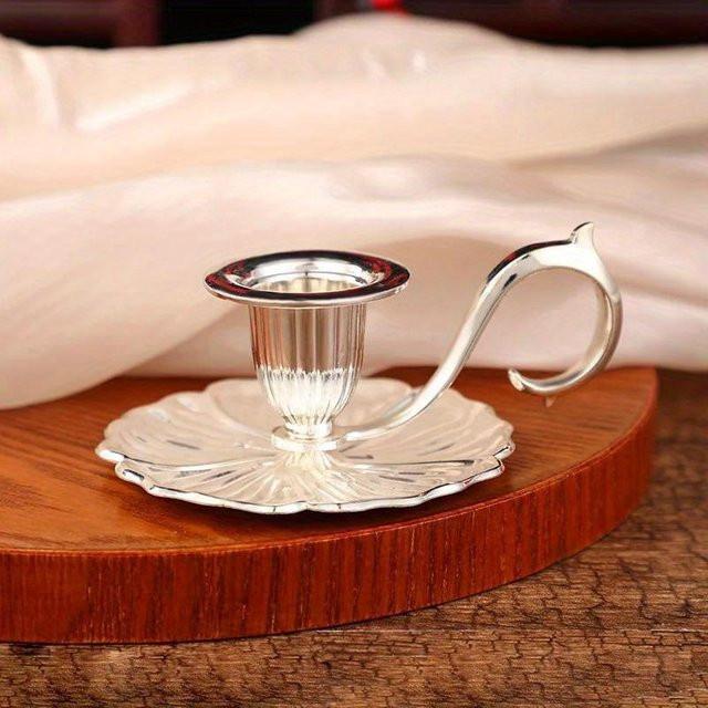 Yiran Furniture Kerzenständer im europäischen Stil aus Zinklegierung, silber, Kegelform für Tischdekoration - Bild 1