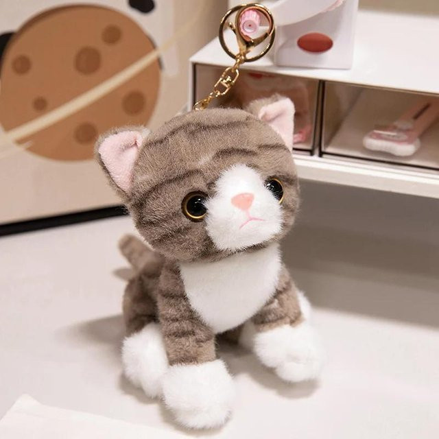 Kidsly Kawaii Simulationskatze Anhänger, Plüschtier, dunkelgrau - Bild 1