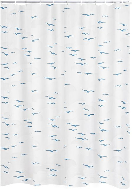 Wasserfester Duschvorhang Ridder Sylt in Blau und Weiß, B/H: 180 x 240 cm - Bild 1