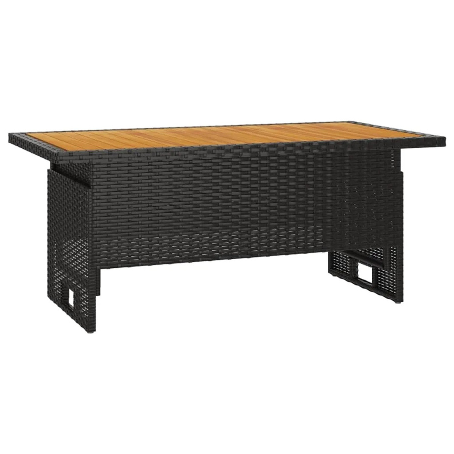 vidaXL Gartentisch aus Akazienholz und Poly Rattan in Schwarz, höhenverstellbar, B/T/H: 100 x 50 x 43/63 cm - Bild 2