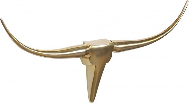 FineBuy Wanddekoration Aluminium Geweih Bull Design in Gold, Höhe: 100 cm - Bild 1