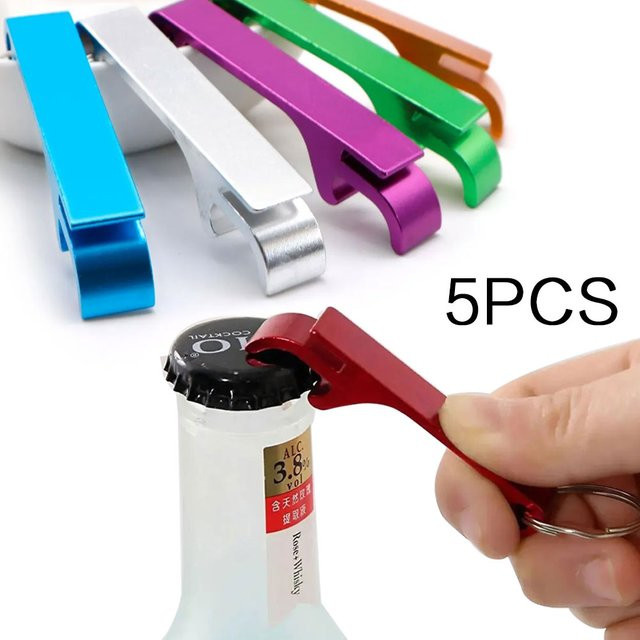 5 Stück bunte Bierflaschenöffner mit Schlüsselanhänger aus Metall von STONEGO in Multicolor - Bild 1