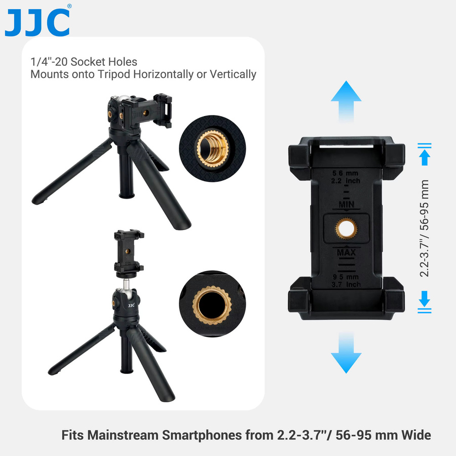 JJC Mini Vlogging Stativ mit Telefonclip in Schwarz für DJI Osmo, Canon und Sony ZV-Serie - Bild 4