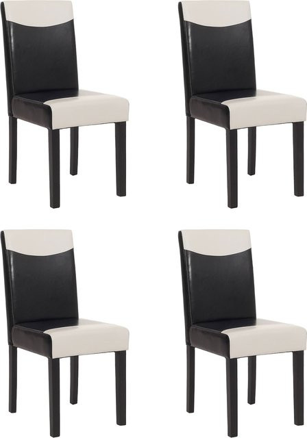 MCW 4er-Set Esszimmerstühle Littau aus Kunstleder in Schwarz-Weiß mit dunklen Beinen - Bild 1