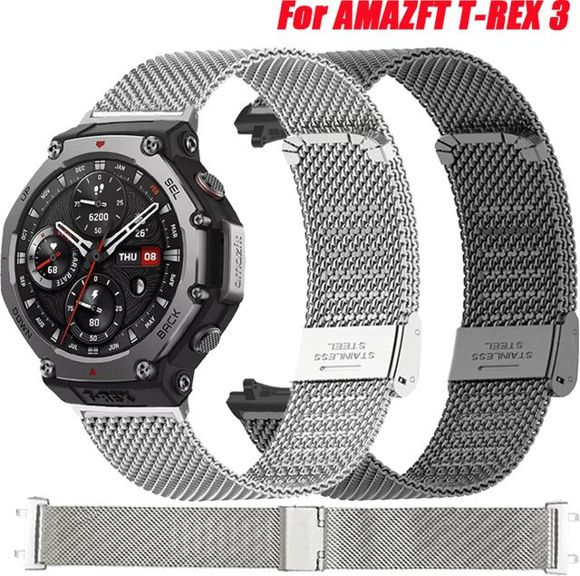 Uhrenarmband Amazfit T-Rex 3, Edelstahl, Silber, Unisex - Bild 1