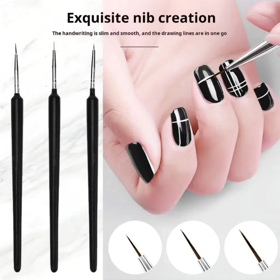 3 Stück professionelle Detailpinsel in Schwarz für Nail-Art und Modellbau - Bild 2