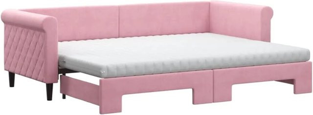vidaXL Tagesbett ausziehbar mit Matratze in Rosa aus Samt, B/T/H: 200 x 80 x 90 cm - Bild 1