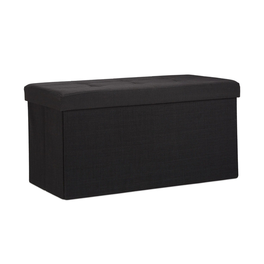 Relaxdays Sitzbank aus Leinen in Schwarz, faltbar, B/H/T: 76 x 38 x 38 cm - Bild 2