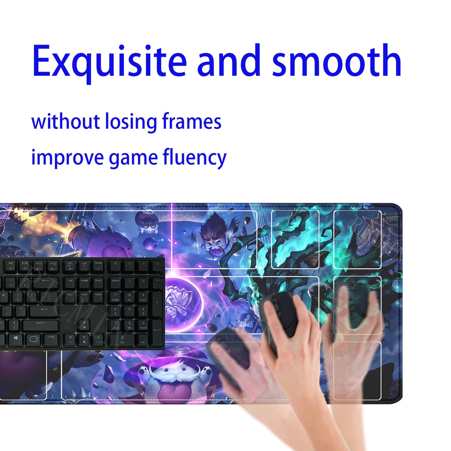 League of Mouse Pad Legends Riftbound Series TCG Schreibtischunterlage mit HD-Druck und genähtem Rand, B/T: 60 x 35 cm, Multicolour - Bild 3