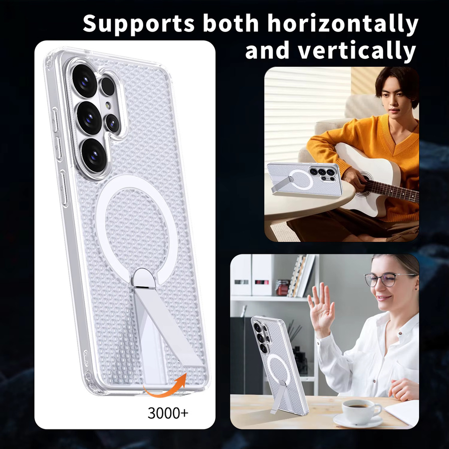 szHAIyu Handyhülle mit Ständer und magnetischer Kabellose Ladeabdeckung für Samsung Android, Transparent/Blau - Bild 4