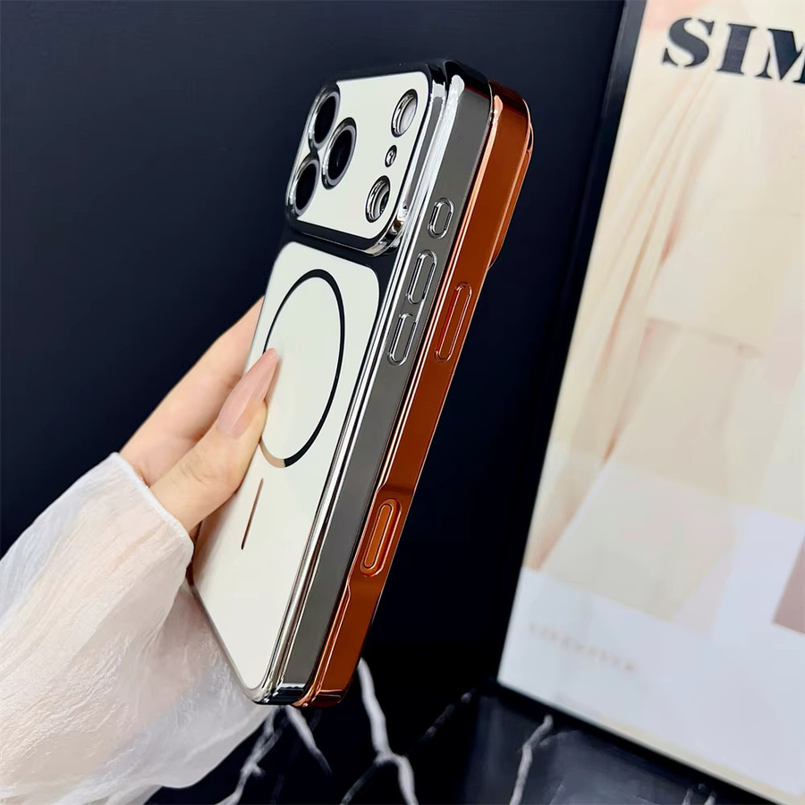 Apple MagSafe Handyhülle mit magnetischem Soft-Plating-Rahmen und matter PC-Rückseite für iPhone, Farbe: Silber - Bild 1