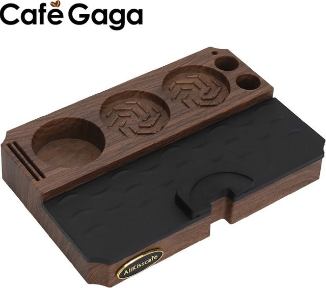 CafeGaGa Kaffee Tamping Station Matte aus Holz in Weiß für Espresso Siebträger Zubehör - Bild 1