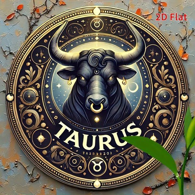 Potdemiel Wanddekoration Stier Sternzeichen aus Metall in Schwarz und Gold, Vintage Design mit griechischem Schlüssel-Motiv, B/H: 20 x 20 cm - Bild 1