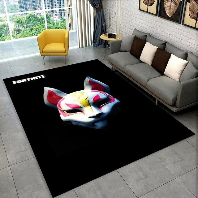 YunhengTechnology Fortnite Spielteppich mit Cartoon-Motiv in Schwarz, rutschfest und waschbar, B/T: 160 x 200 cm - Bild 1
