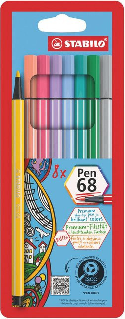 STABILO Pen 68 Textmarker Pastellfarben im Etui, 8 Farben Multicolor - Bild 1