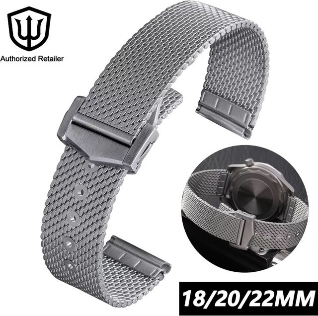 watchdives Uhrenarmband Mesh, Edelstahl, Silber, 20 mm, Unisex - Bild 1