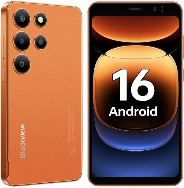 Blackview Wave 2C Android 16 Smartphone in Orange mit 12 GB RAM, 32 GB ROM, 5 Zoll HD+ Display und GPS - Bild 1