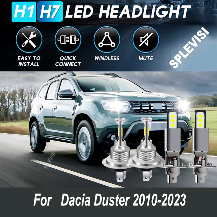 SPLEVISI LED-Scheinwerfer High-Low-Lampen für Dacia Duster (Baujahre 2010–2023) in Silber - Bild 1