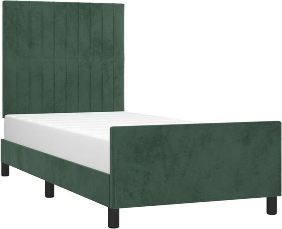 Vidaxl Polsterbett aus Samt und Massivholz in Grün, B/T/H: 90 x 190 x 128 cm - Bild 1