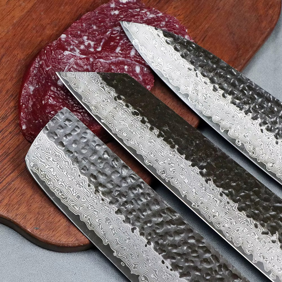 JUMCSONG Kiritsuke-Messer Rohling aus Damaszener Stahl in Silber, 8 Zoll (20,32 cm) - Bild 4