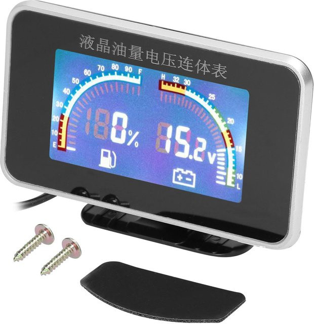 Kkmoon 2-in-1 LCD Digitale Tankanzeige und Voltmeter Universal Instrument für Auto Lkw SUV RV, Schwarz, 9-36V - Bild 1