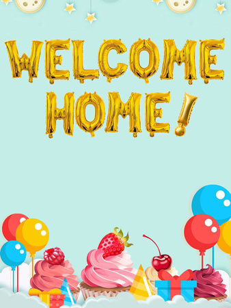 Goldene Buchstabenballons Welcome Home von EACH PARTY als Luftballonbanner zur Dekoration für Schulanfang und Partys, 40,64 cm