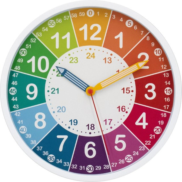 Wall-Art Wanduhr Regenbogen mit buntem Lernzifferblatt, analog, Multicolor, Durchmesser: 25 cm - Bild 1