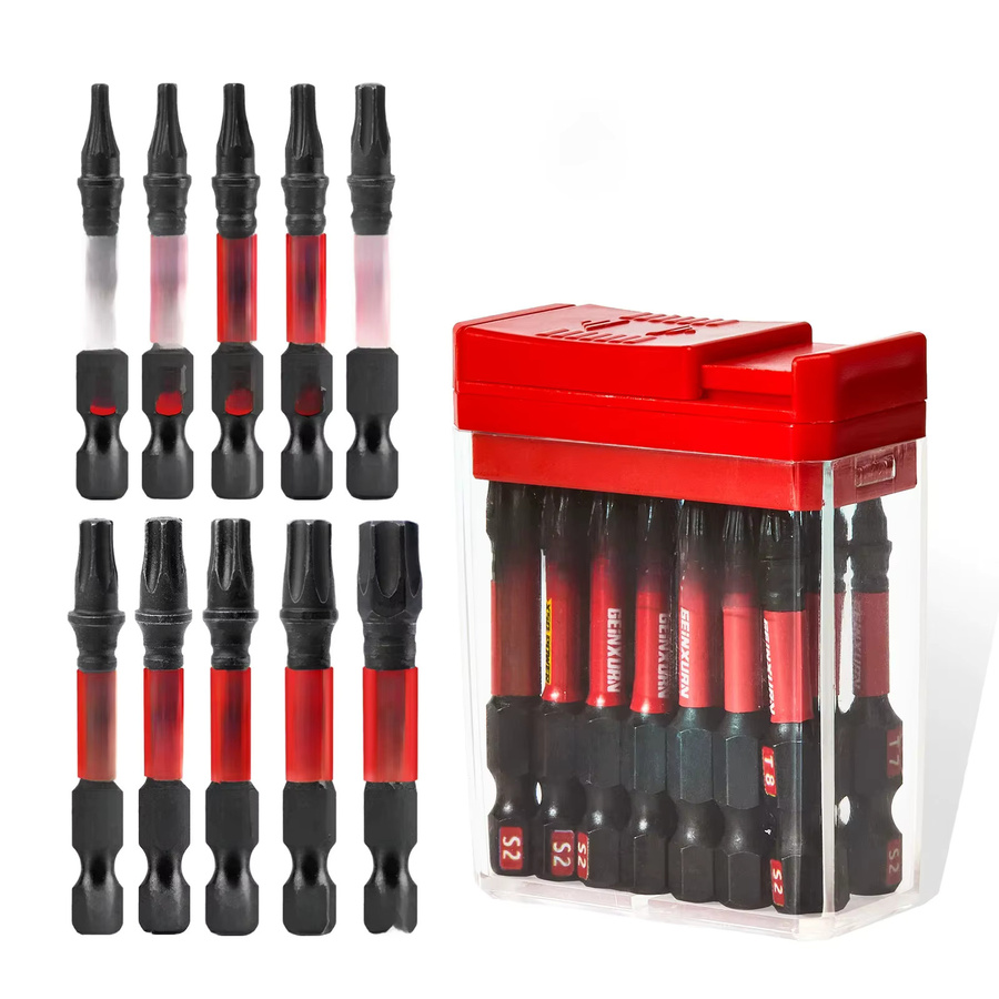 Geinxurn 20-teiliges Schlag-Torx-Schraubendreher-Bit-Set aus S2-Stahl mit Aufbewahrungsbox, rot - Bild 5