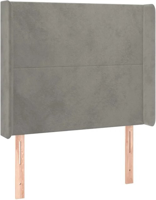 vidaXL LED Kopfteil in Hellgrau aus Samt mit integrierter Beleuchtung und USB-Ladeanschluss, B/T/H: 103 x 16 x 118/128 cm - Bild 1