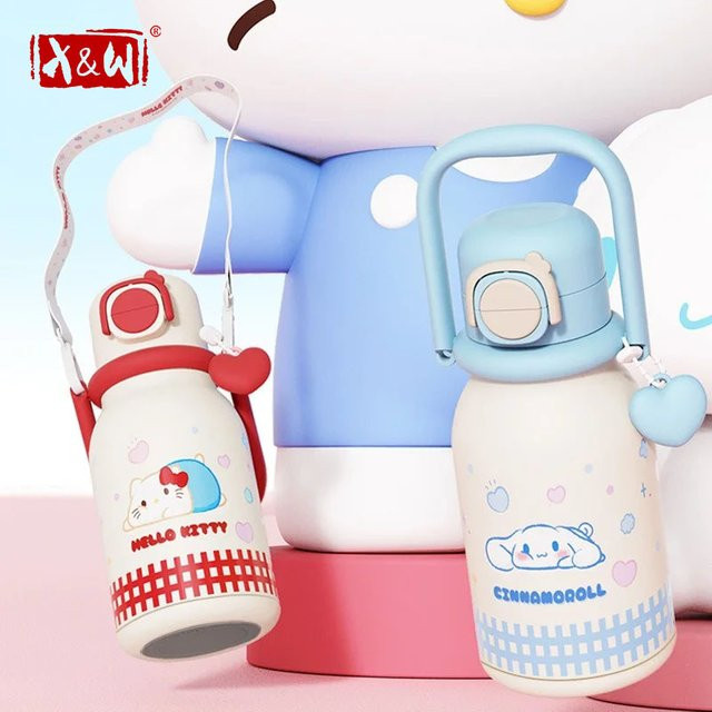 XW Sanrio Hello Kitty Isolierte Edelstahl Wasserflasche mit Strohhalm, 640 ml - Bild 1