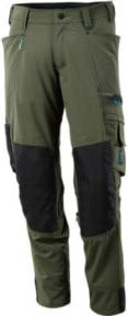 Mascot Arbeitshose mit Knietaschen und Reflexstreifen in Moosgrün aus Cordura Stretchstoff - Bild 1