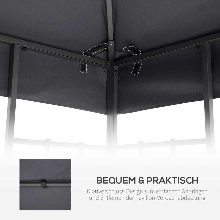 Outsunny Ersatzdach für Pavillon aus Polyester in Grau, B/T/H: 300 x 300 x 1 cm - Bild 3