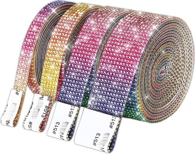 Selbstklebender Kristall-Diamant-Strass-Streifen in Blau und Multicolour für DIY-Kunsthandwerk und Dekoration, 1 Yard - Bild 1